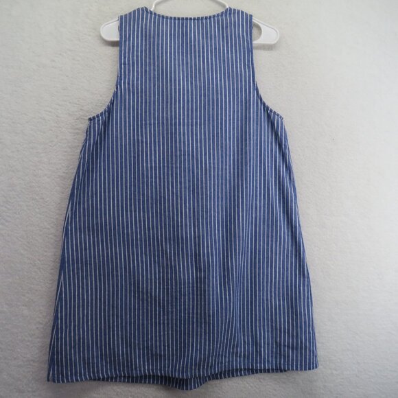 Entro Dress Womens Medium Blue White Striped Sleeveless Embroidered Boho Cotton - Picture 6 of 9